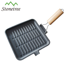 Pre-seasoned Cast Iron Grill Pan with Removable Handle